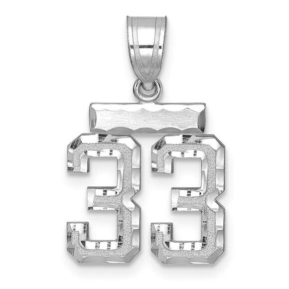 14k White Gold Varsity Collection Small D/C Pendant Number 33